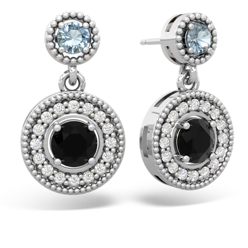 aquamarine-onyx halo earrings