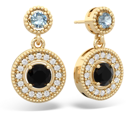 aquamarine-onyx halo earrings