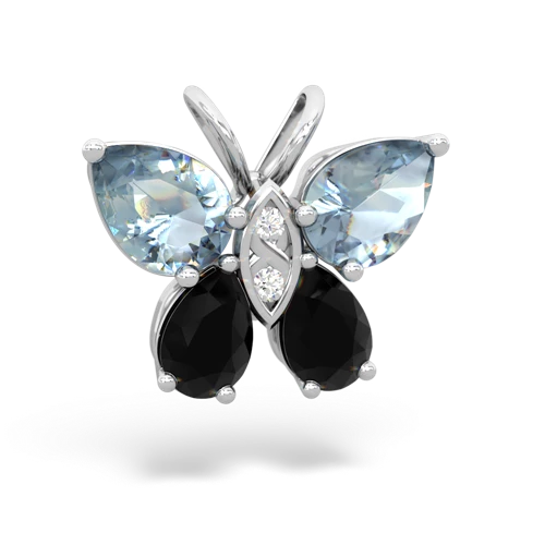 aquamarine-onyx butterfly pendant