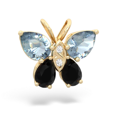 aquamarine-onyx butterfly pendant
