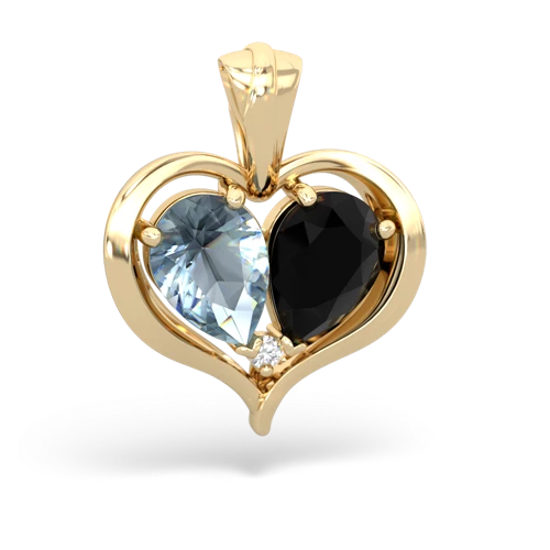 aquamarine-onyx half heart whole pendant