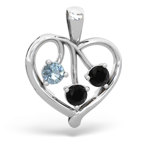 Aquamarine Genuine Aquamarine with Genuine Black Onyx and  Glowing Heart pendant Pendant