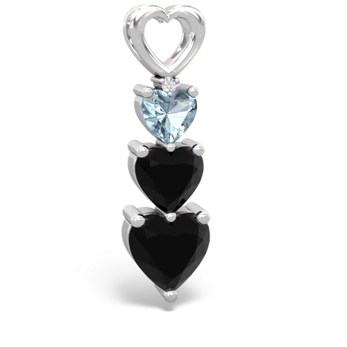 aquamarine-onyx three stone pendant