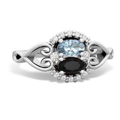 aquamarine-onyx antique keepsake ring
