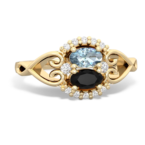 aquamarine-onyx antique keepsake ring