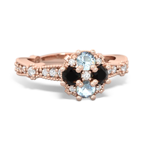 aquamarine-onyx art deco engagement ring