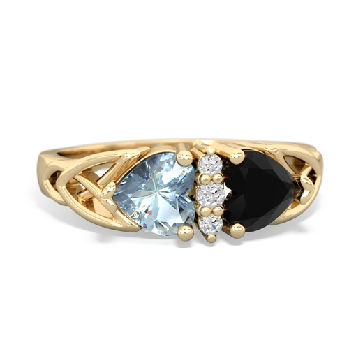 Aquamarine Genuine Aquamarine with Genuine Black Onyx Celtic Trinity Knot ring Ring