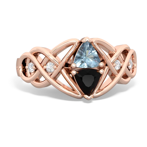 Aquamarine Genuine Aquamarine with Genuine Black Onyx Keepsake Celtic Knot ring Ring