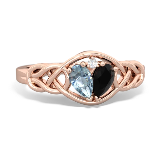 Aquamarine Genuine Aquamarine with Genuine Black Onyx Celtic Love Knot ring Ring