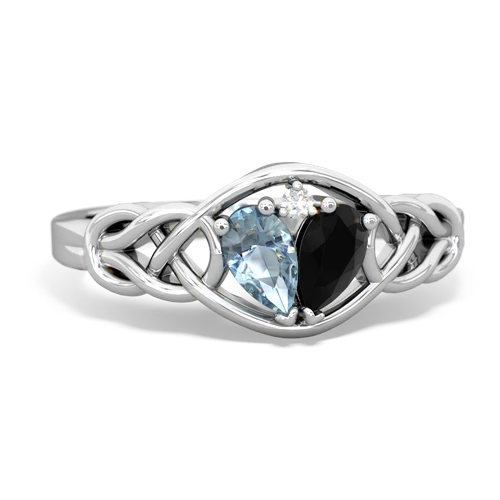 aquamarine-onyx celtic knot ring