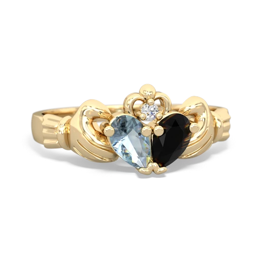aquamarine-onyx claddagh ring
