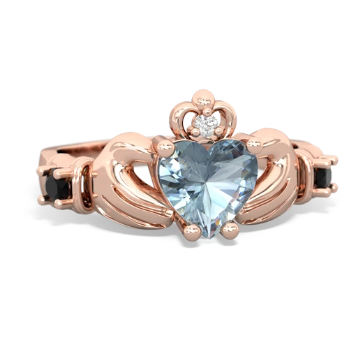 Aquamarine Genuine Aquamarine with Genuine Black Onyx and Genuine Swiss Blue Topaz Claddagh ring Ring