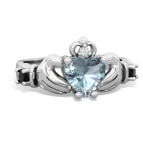 Aquamarine Genuine Aquamarine with Genuine Black Onyx and  Claddagh ring Ring