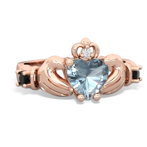 aquamarine-onyx claddagh ring