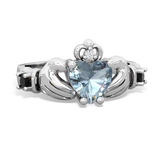 aquamarine-onyx claddagh ring