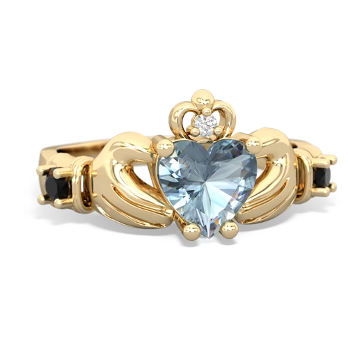 aquamarine-onyx claddagh ring