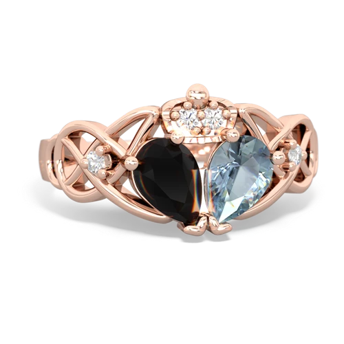 aquamarine-onyx claddagh ring