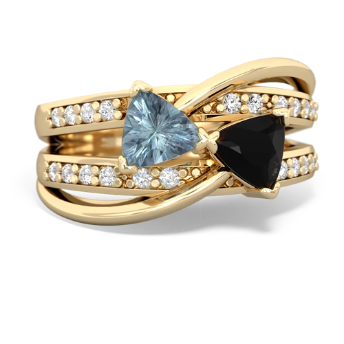 Aquamarine Genuine Aquamarine with Genuine Black Onyx Bowtie ring Ring