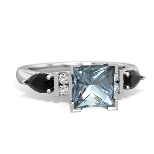 Aquamarine Genuine Aquamarine with Genuine Black Onyx and  Engagement ring Ring