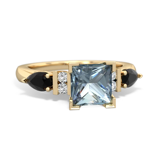 Aquamarine Genuine Aquamarine with Genuine Black Onyx and Genuine Opal Engagement ring Ring