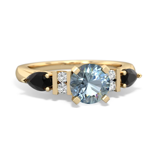 Aquamarine Genuine Aquamarine with Genuine Black Onyx and Lab Created Emerald Engagement ring Ring