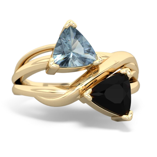 aquamarine-onyx filligree ring