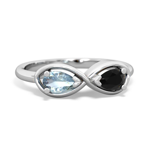 Aquamarine Genuine Aquamarine with Genuine Black Onyx Infinity ring Ring