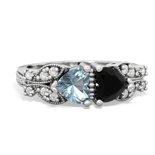 aquamarine-onyx keepsake butterfly ring