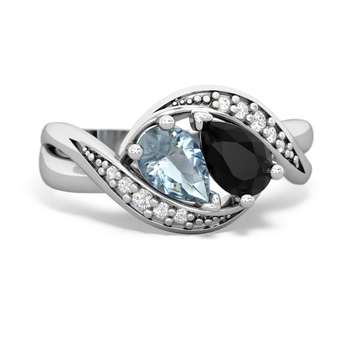 aquamarine-onyx keepsake curls ring