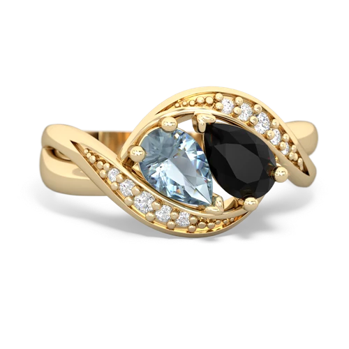 aquamarine-onyx keepsake curls ring