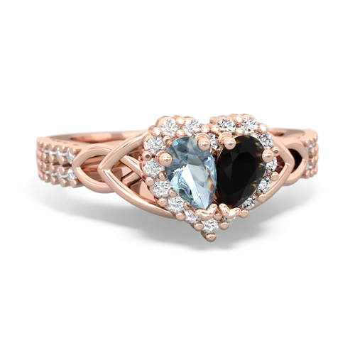 Aquamarine Genuine Aquamarine with Genuine Black Onyx Celtic Knot Engagement ring Ring