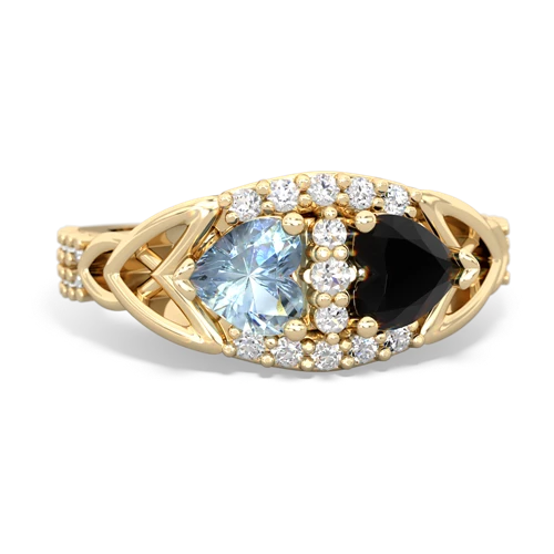 Aquamarine Genuine Aquamarine with Genuine Black Onyx Celtic Knot Engagement ring Ring