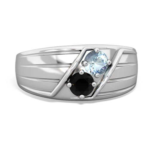 aquamarine-onyx mens ring