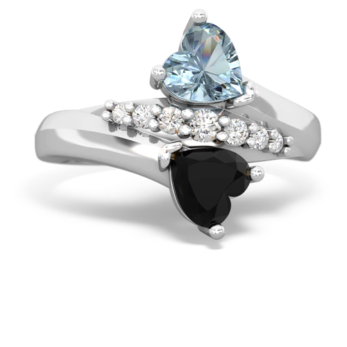 aquamarine-onyx modern ring