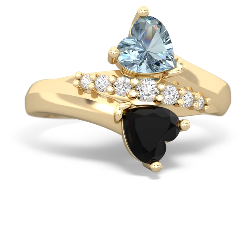 aquamarine-onyx modern ring