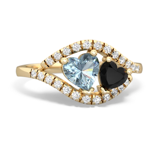 aquamarine-onyx mother child ring