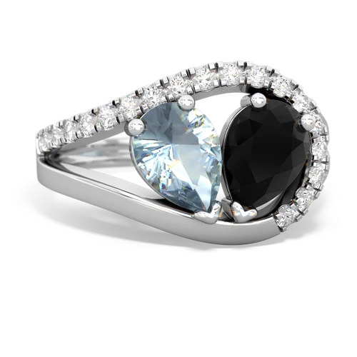 Aquamarine Genuine Aquamarine with Genuine Black Onyx Nestled Heart Keepsake ring Ring