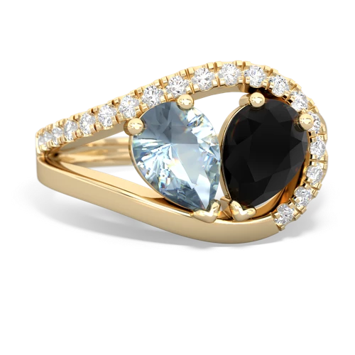 aquamarine-onyx pave heart ring