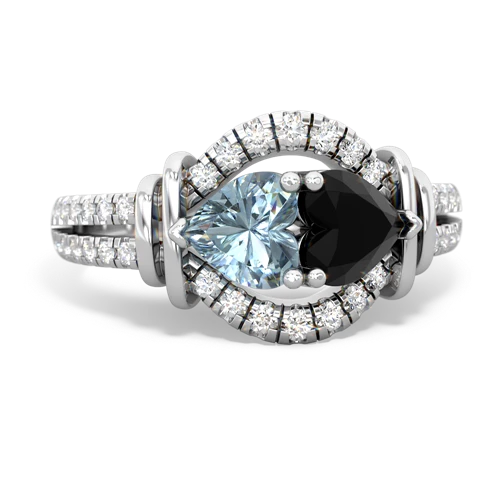 Aquamarine Genuine Aquamarine with Genuine Black Onyx Art-Deco Keepsake ring Ring