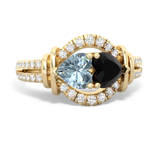 aquamarine-onyx pave keepsake ring