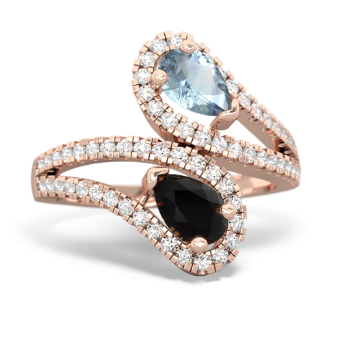 Aquamarine Genuine Aquamarine with Genuine Black Onyx Diamond Dazzler ring Ring