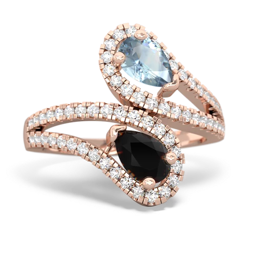 aquamarine-onyx pave swirls ring