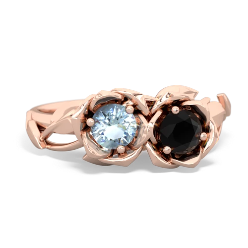 Aquamarine Genuine Aquamarine with Genuine Black Onyx Rose Garden ring Ring
