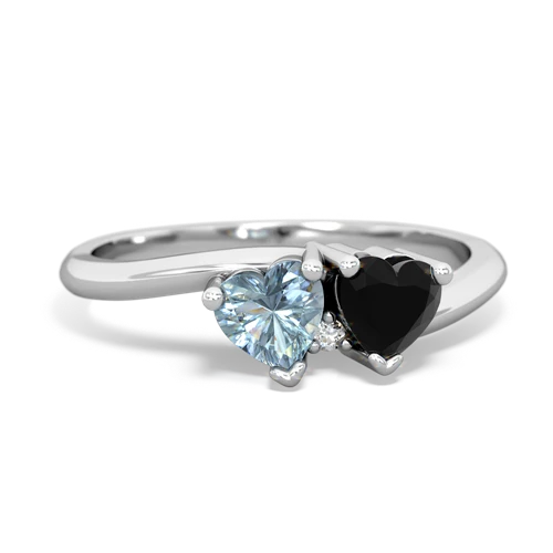 Aquamarine Genuine Aquamarine with Genuine Black Onyx Sweetheart's Promise ring Ring