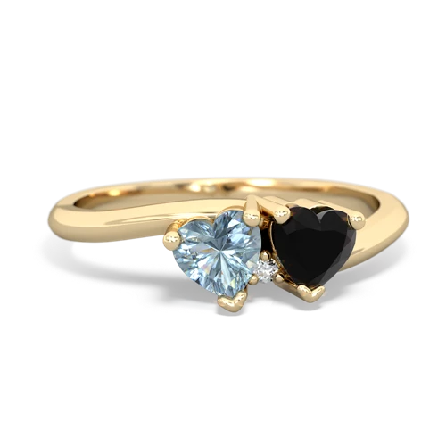 aquamarine-onyx sweethearts promise ring