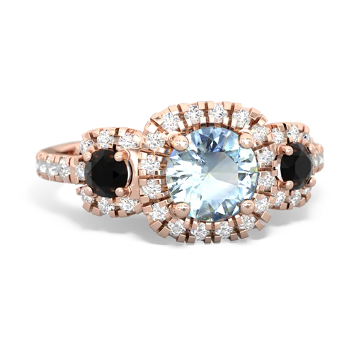 Aquamarine Genuine Aquamarine with Genuine Black Onyx and Genuine Opal Regal Halo ring Ring