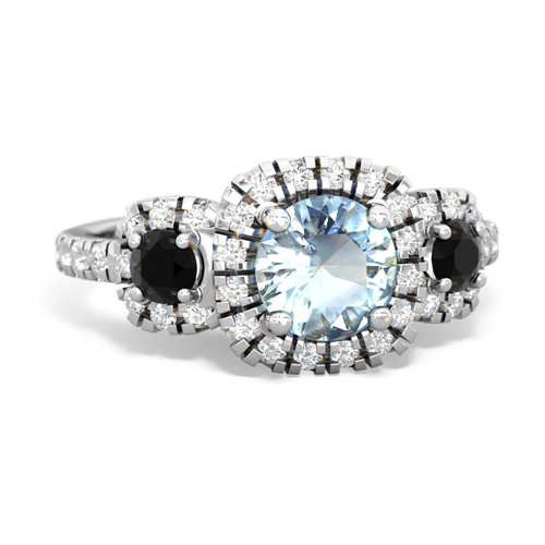 aquamarine-onyx three stone regal ring