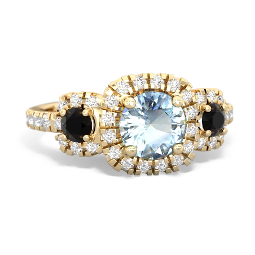 aquamarine-onyx three stone regal ring