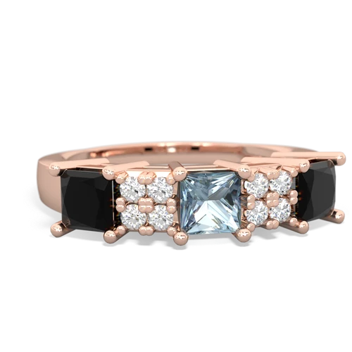 Aquamarine Genuine Aquamarine with Genuine Black Onyx and Genuine Sapphire Three Stone ring Ring