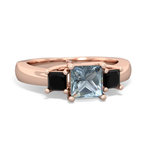 Aquamarine Genuine Aquamarine with Genuine Black Onyx and Lab Created Emerald Three Stone Trellis ring Ring